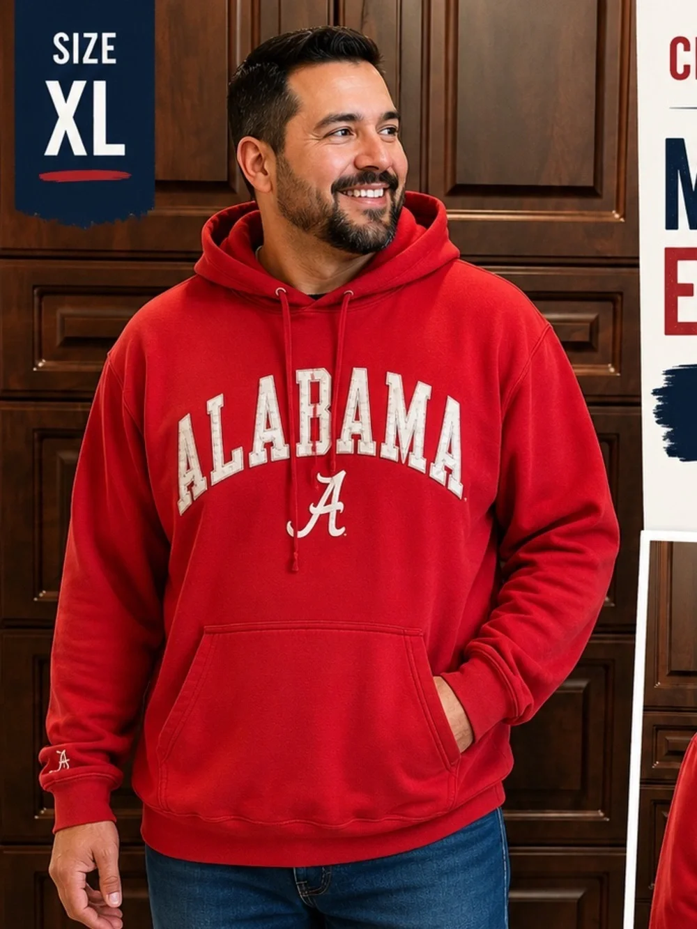 ROYCE APPAREL Alabama college Red Pullover Hoodie Sweatshirt - Mens XL